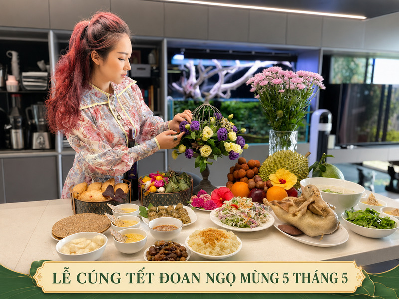 Ngày mùng 5 tháng 5, nhiều gia đình chuẩn bị mâm cúng, ăn món truyền thống và dọn dẹp nhà cửa. 