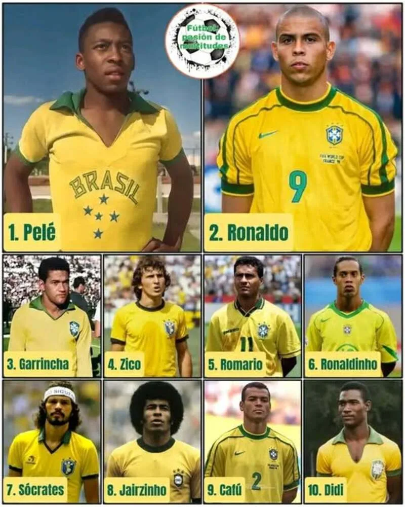 Các huyền thoại như Pelé, Garrincha, Romário, Ronaldo, Rivaldo và Ronaldinho đã góp phần làm nên vị thế Brazil.